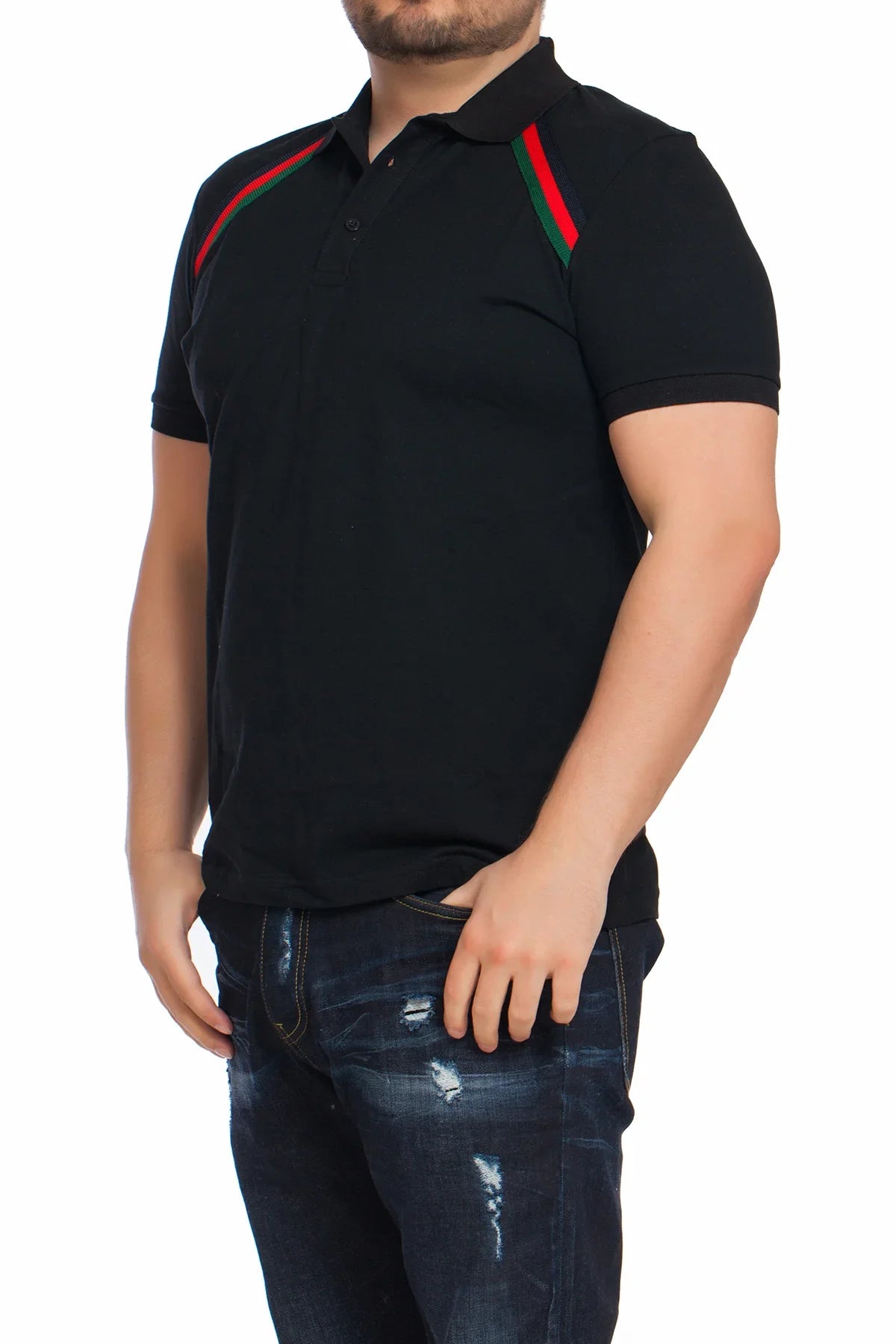 Gucci Men's Polo Shirt In Black Slim Fit Size Outlet Collection 2024