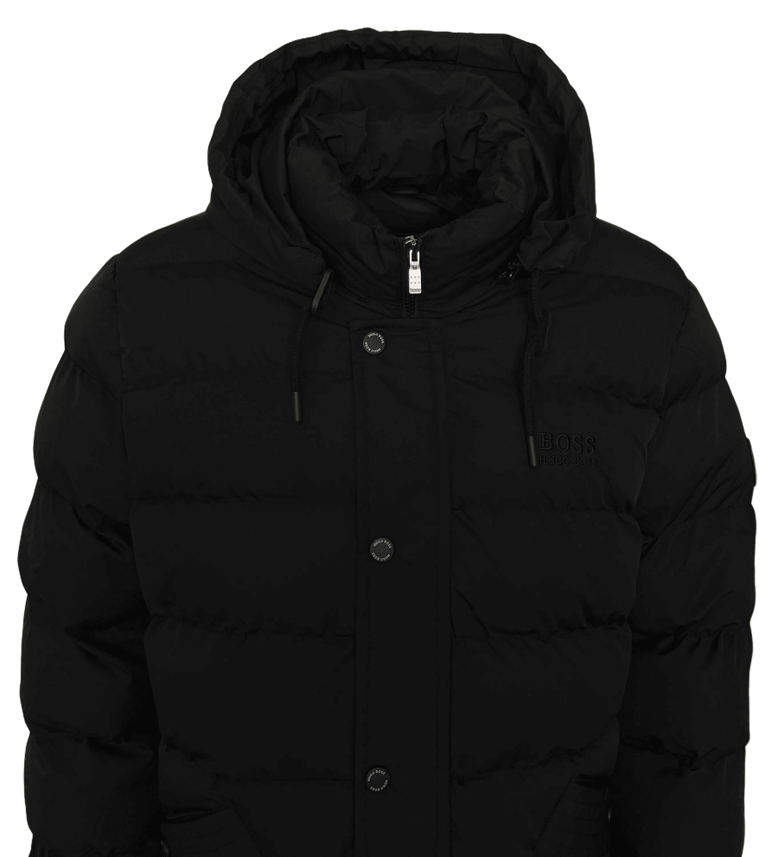 Hugo Boss Long Puffer Jacket In Black