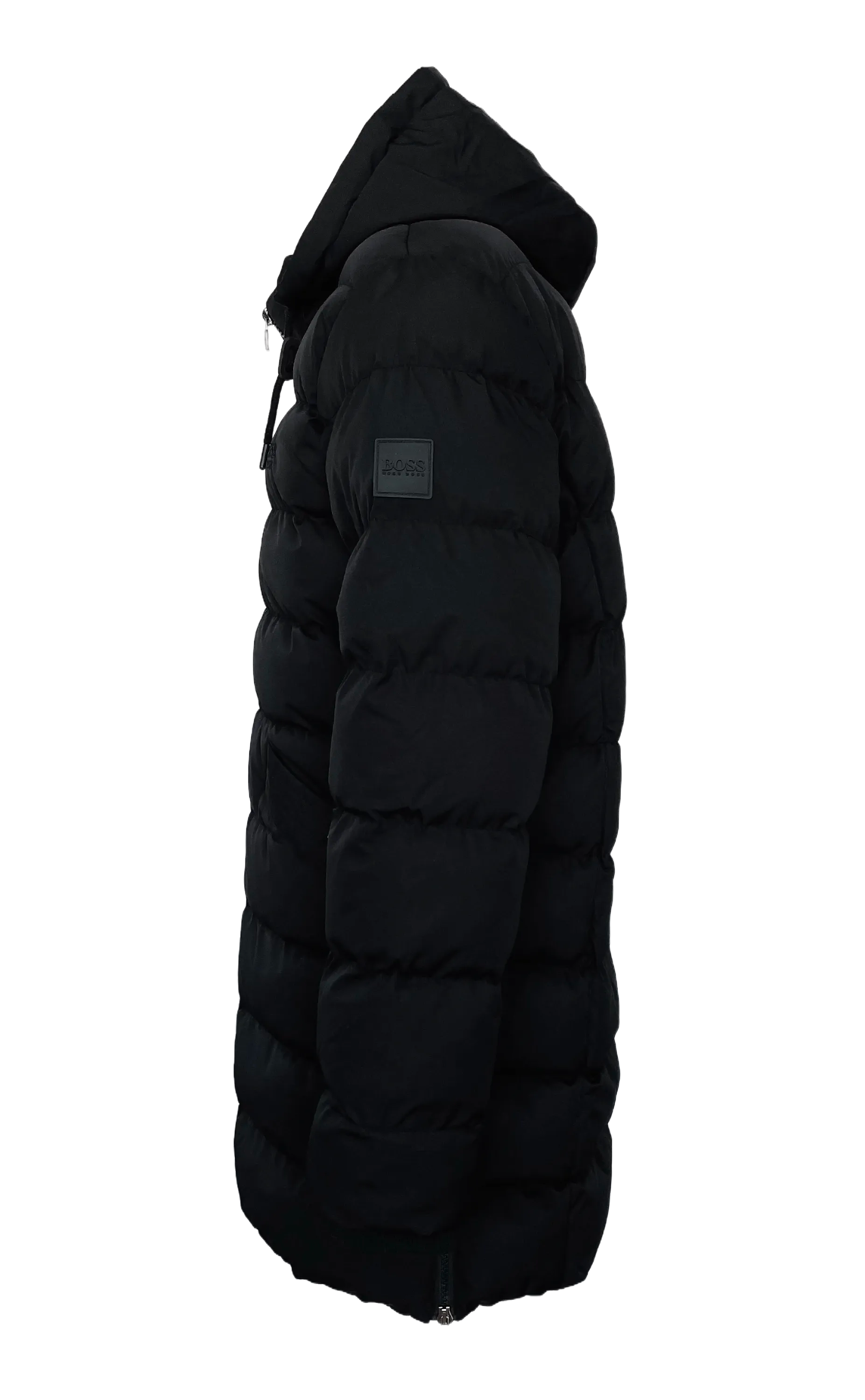 Hugo Boss Long Puffer Jacket In Black