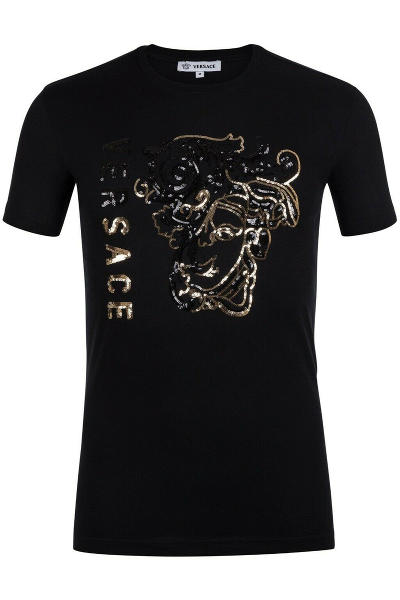 Versace Men T-Shirt Color Black Material Cotton