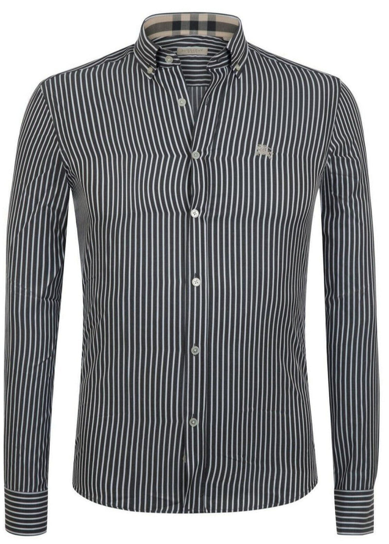 Grey Men's Burberry Casual Shirt Long Sleeve