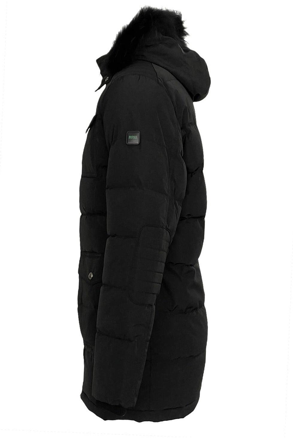 Hugo Boss Long Puffer Jacket In Black