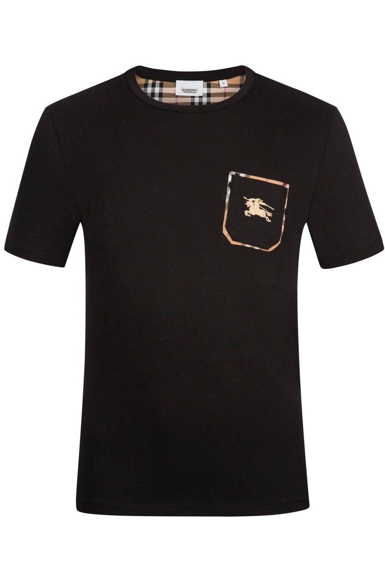 Tシャツ・カットソー BURBERRY Men T Shirts 8104889 Black Check Label Cotton T-shirt in Black - Men | Burberry® Official
